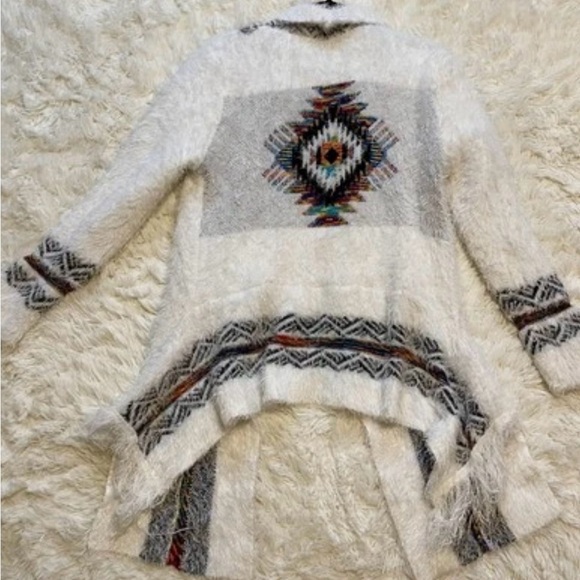 Northern Angel Open Front Cardigan Aztec‎ Boho Tribal Southwestern XL Fuzzy - Picture 6 of 11